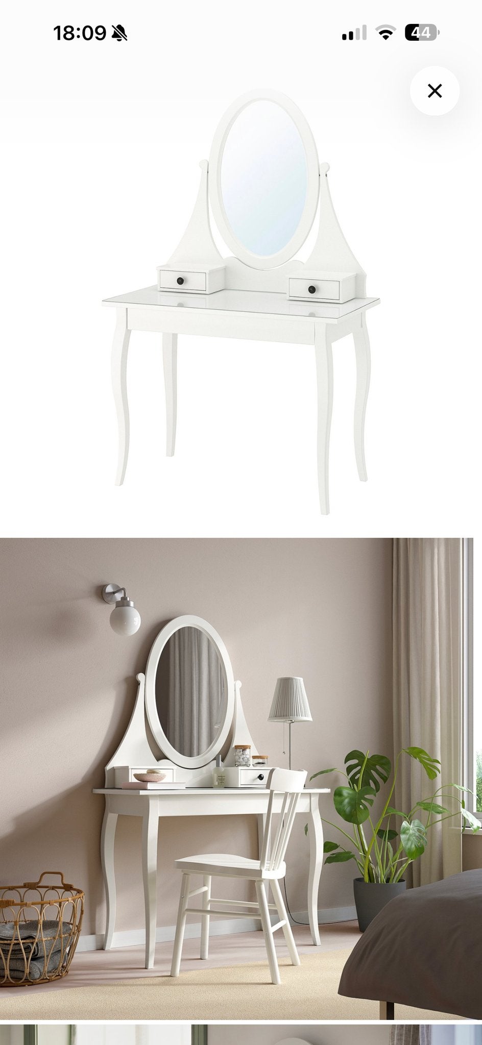 IKEA BRIMNES Make-up tafel met spiegel en lades, Ophalen, Gebruikt, 50 tot 100 cm, 150 tot 200 cm