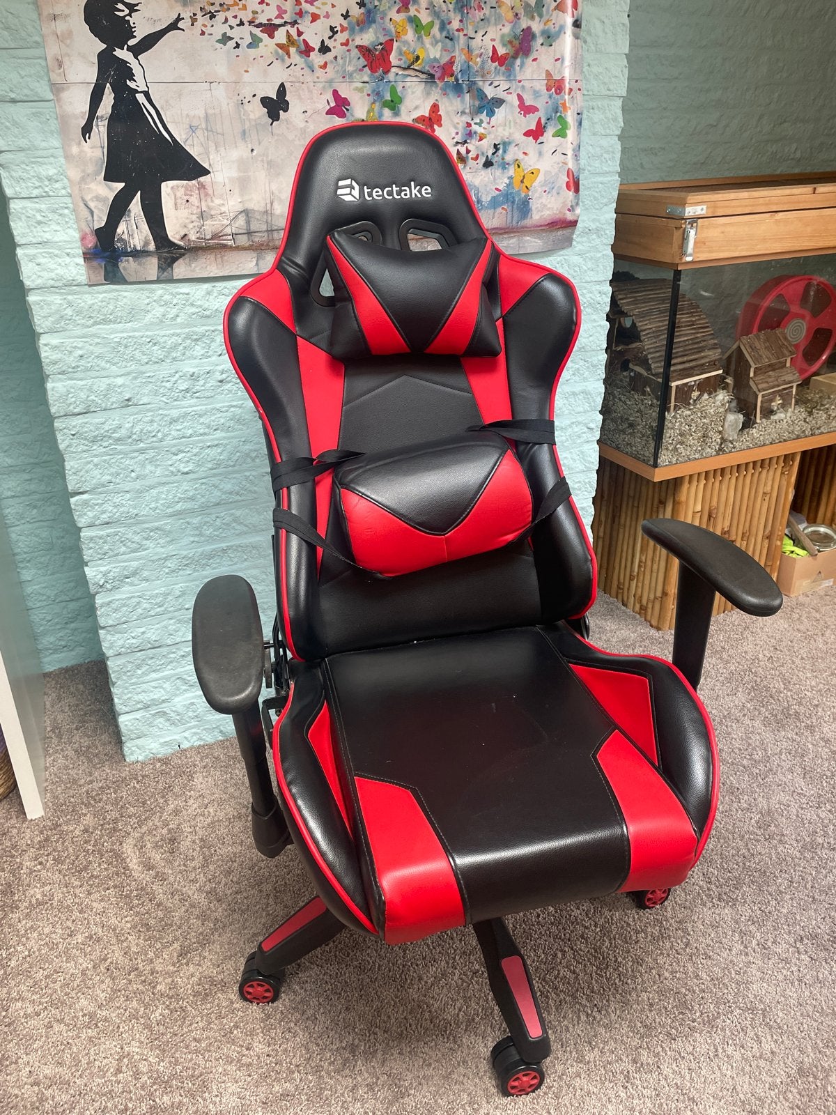 Tectake Gaming Bureaustoel Rood/Zwart, Ophalen, Gebruikt, Bureaustoel, Rood
