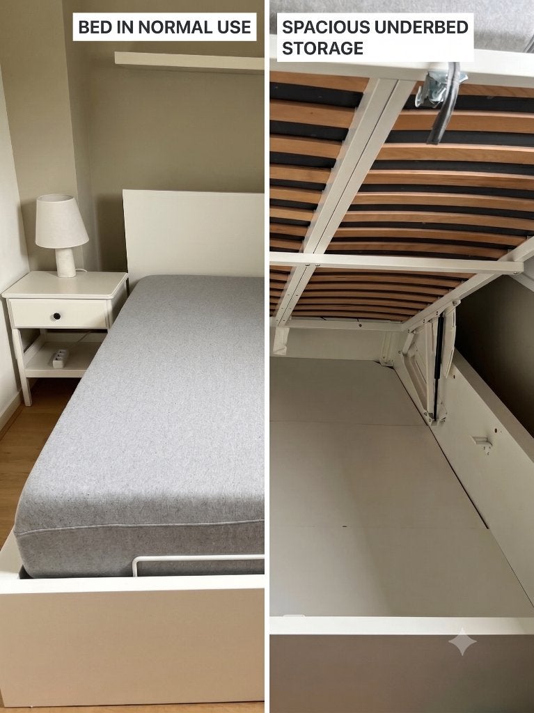 IKEA MALM Storage Bed Full/Double White, Ophalen, IKEA MALM with under bed storage, Wit, Tweepersoons
