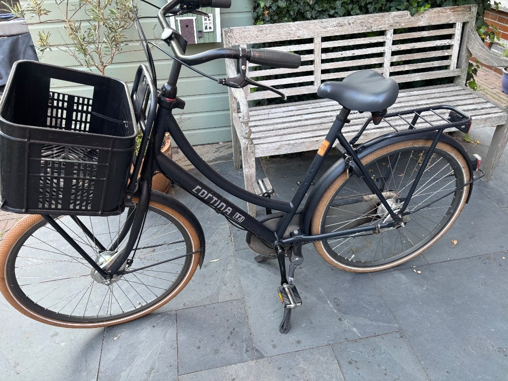 Zwarte Cortina U4 denim 57cm, Fietsen en Brommers, Fietsen | Dames | Damesfietsen, Gebruikt, Versnellingen, 56 cm of meer, Ophalen
