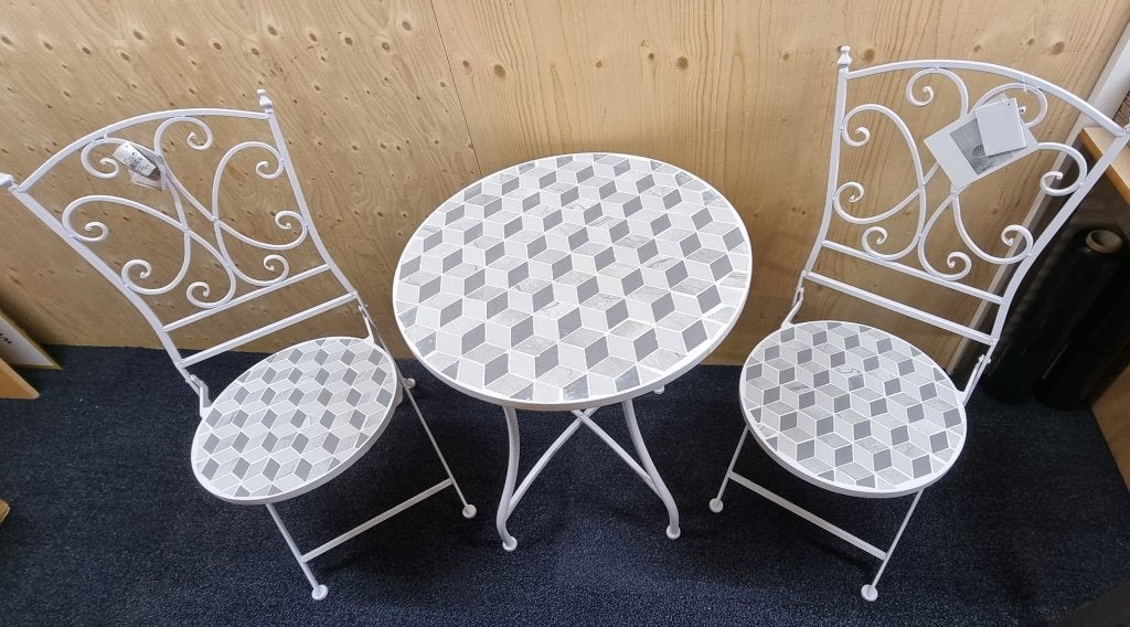 Romantisch Frans tuin Bistroset Mozaïek Brocante Stijl NIEUW, 2 zitplaatsen, Overige materialen, Bijzettafel, Nieuw