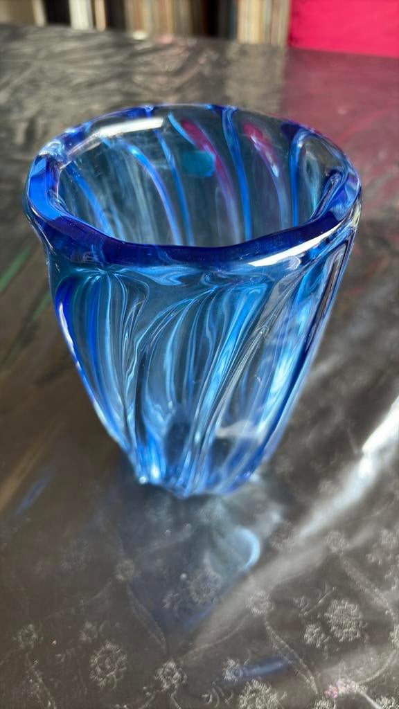 Blauwe Val St Lambert vaas, Ophalen of Verzenden