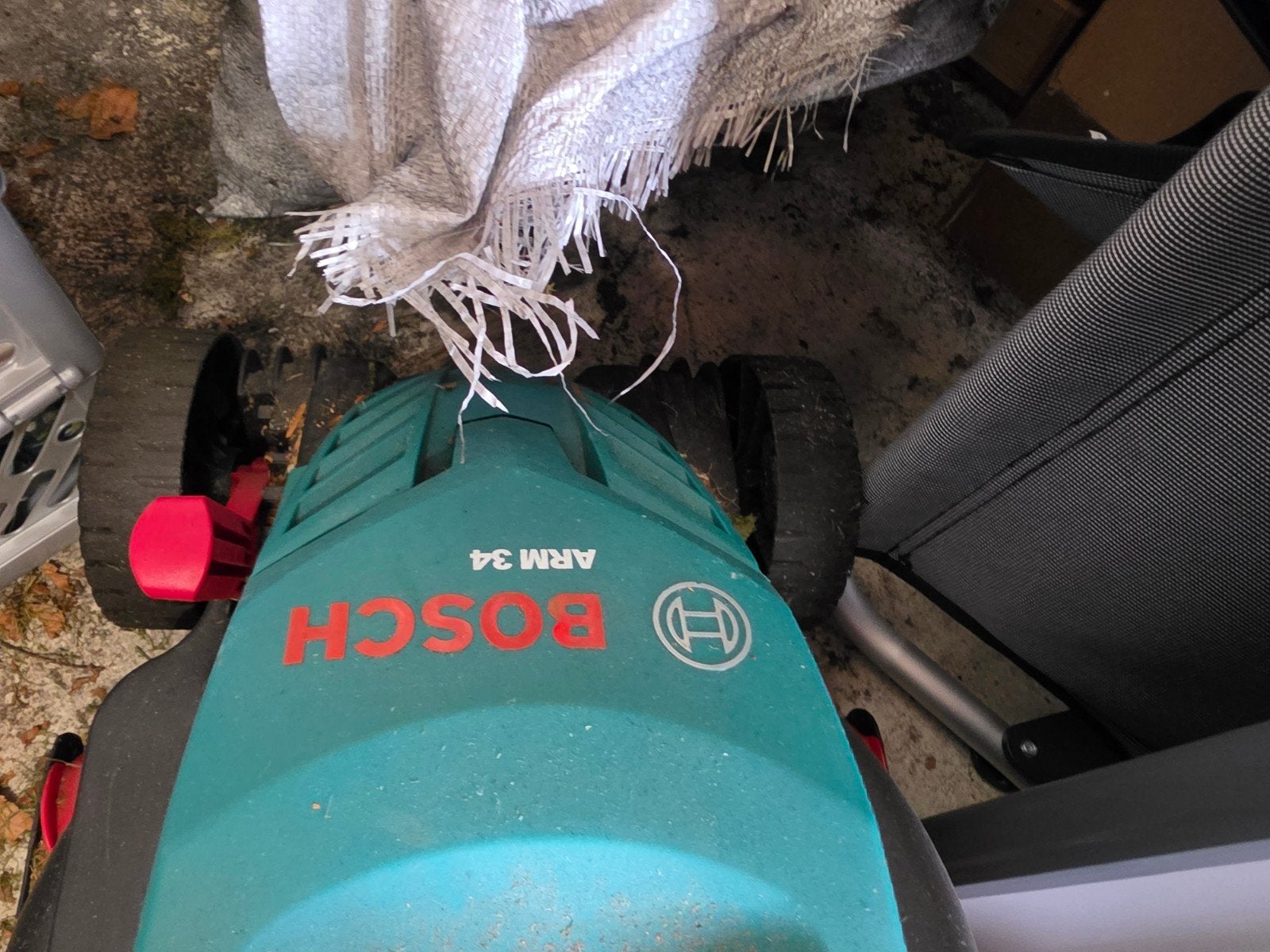 Bosch ARM 34 elektrische grasmaaier, Cirkelmaaier, Gebruikt, Elektrische grasmaaier, Ophalen of Verzenden