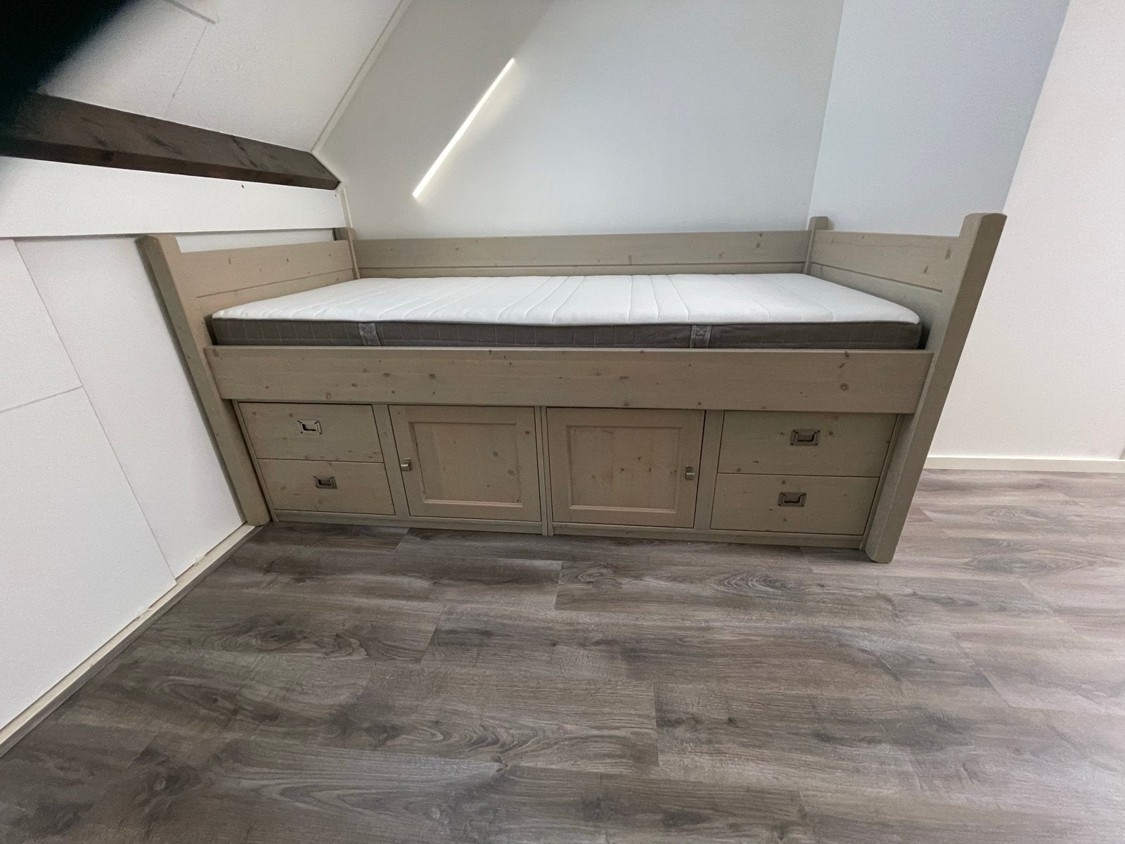 Alta kajuitbed stone grey met opbergruimte, Ophalen, 90 cm, Eenpersoons, Zo goed als nieuw