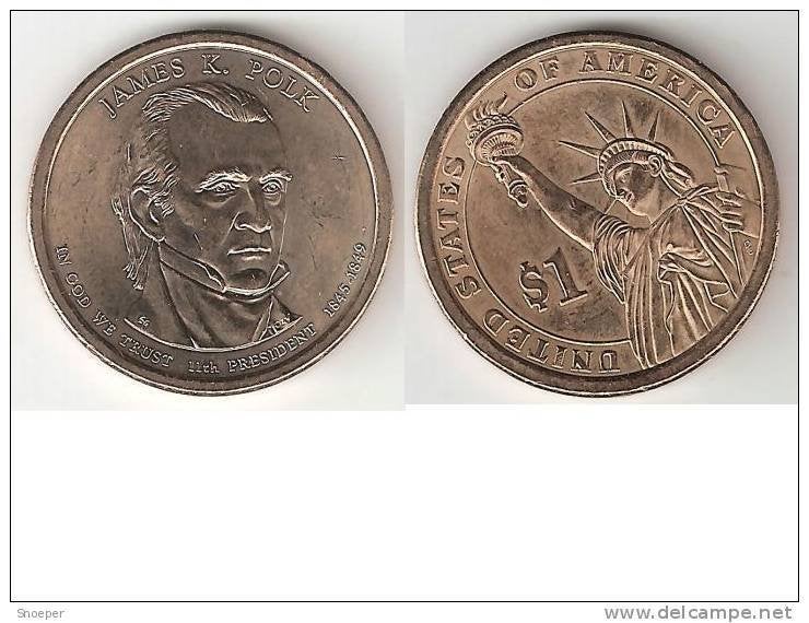 usa 1 dollar 2009 D j.f. polk, Ophalen of Verzenden, Noord-Amerika, Losse munt