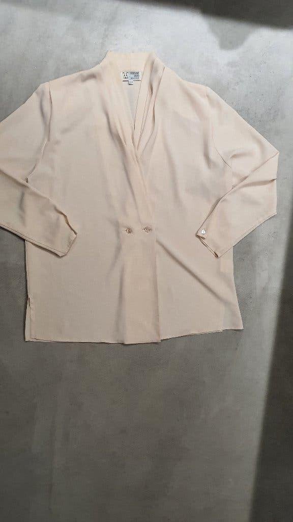 Edgar Vos Vintage Blouse Crème – Designer Piece M, Kleding | Dames, Ophalen of Verzenden, Zo goed als nieuw, Maat 36 (S), Beige