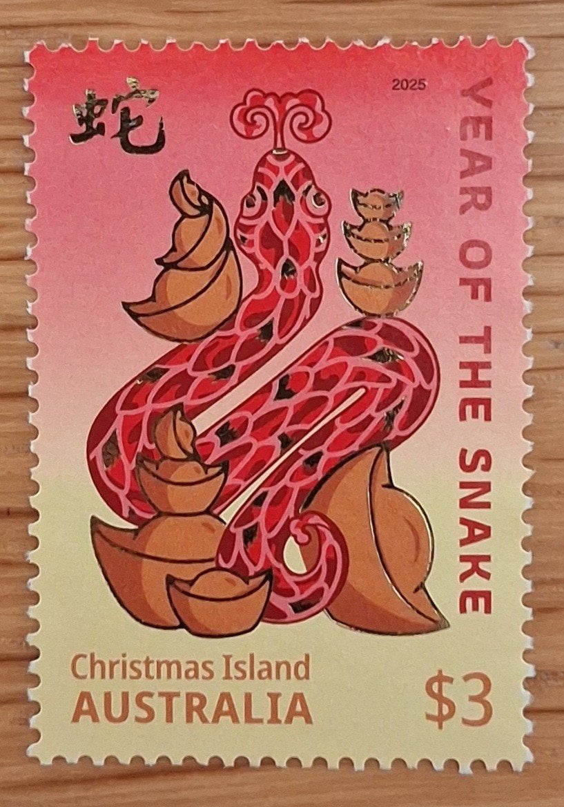 AUSTRALIË 2025 : CHR.ISL YEAR OF THE SNAKE, Postzegels en Munten, Postzegels | Oceanië, Ophalen of Verzenden
