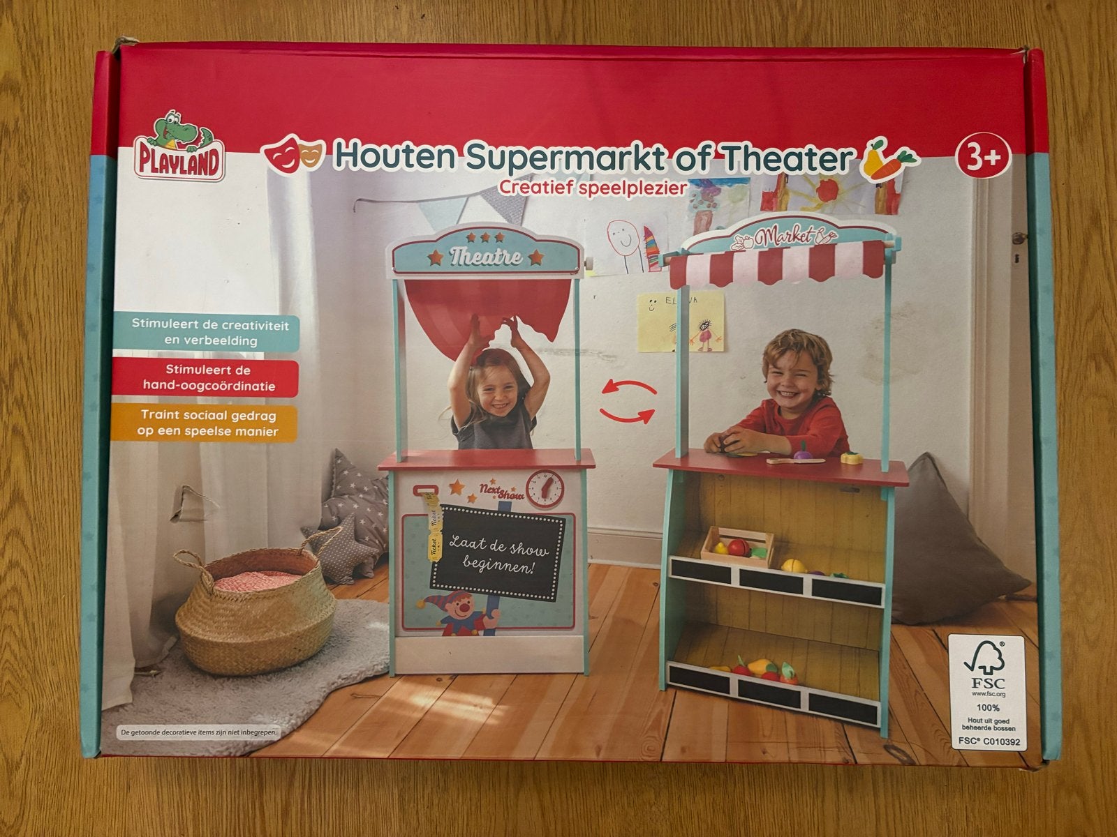 Houten Supermarkt & Theater (2-in-1) - Nieuw in doos, Ophalen, Nieuw, Ontdekken