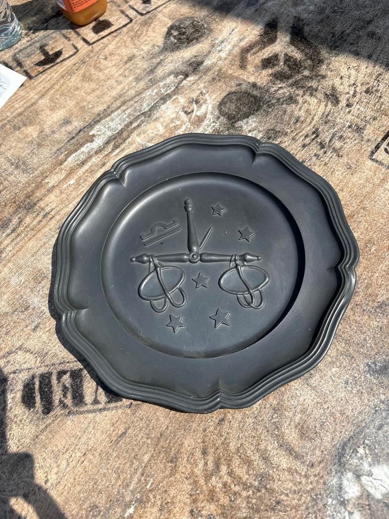 Vintage tinnen wandbord met Weegschaal sterrenbeeld, Antiek en Kunst, Ophalen of Verzenden