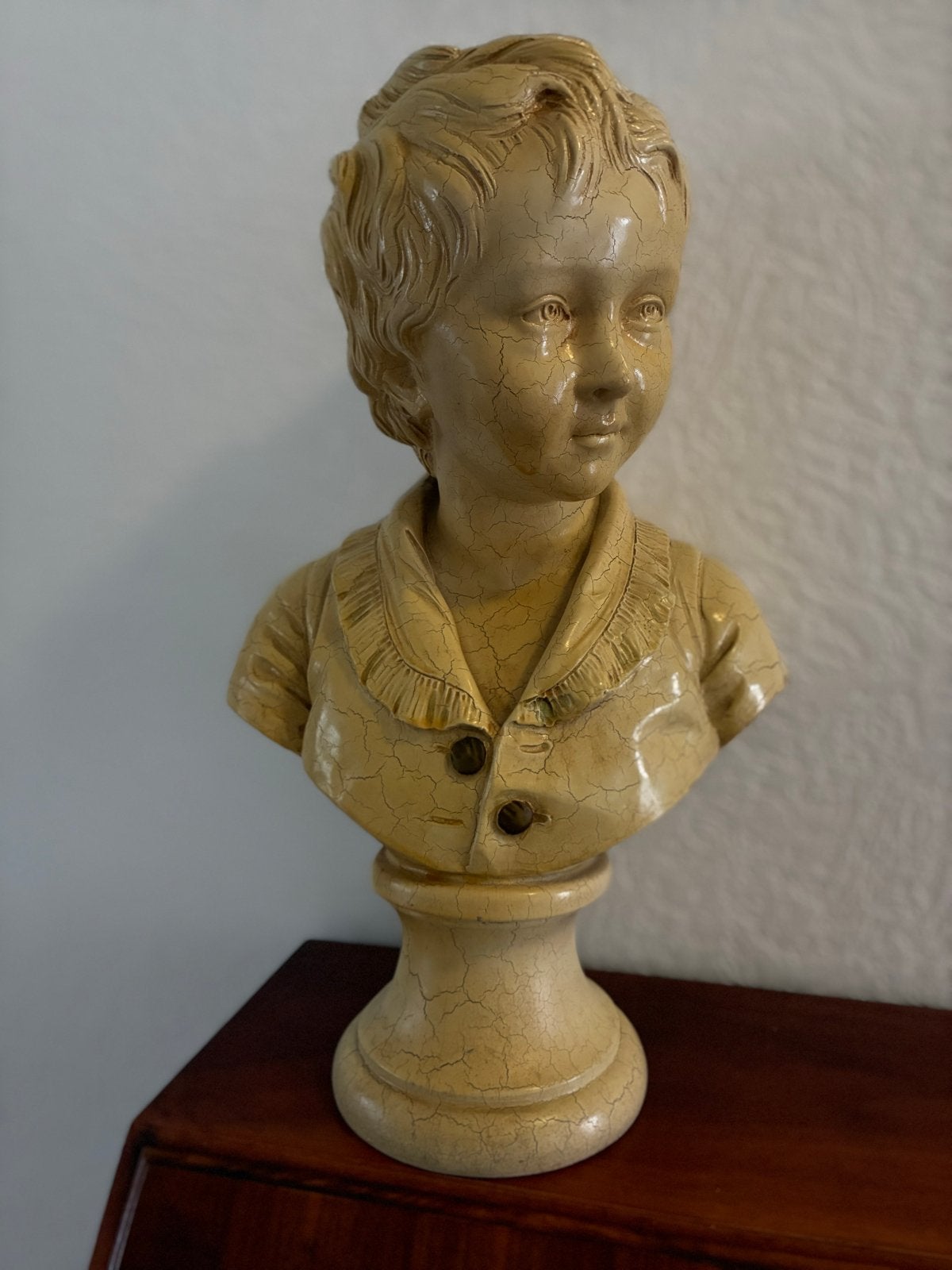 Antieke Buste van Jongen - Houdon Paris, Antiek en Kunst, Ophalen, Gips, Buste, 20 - 50 cm