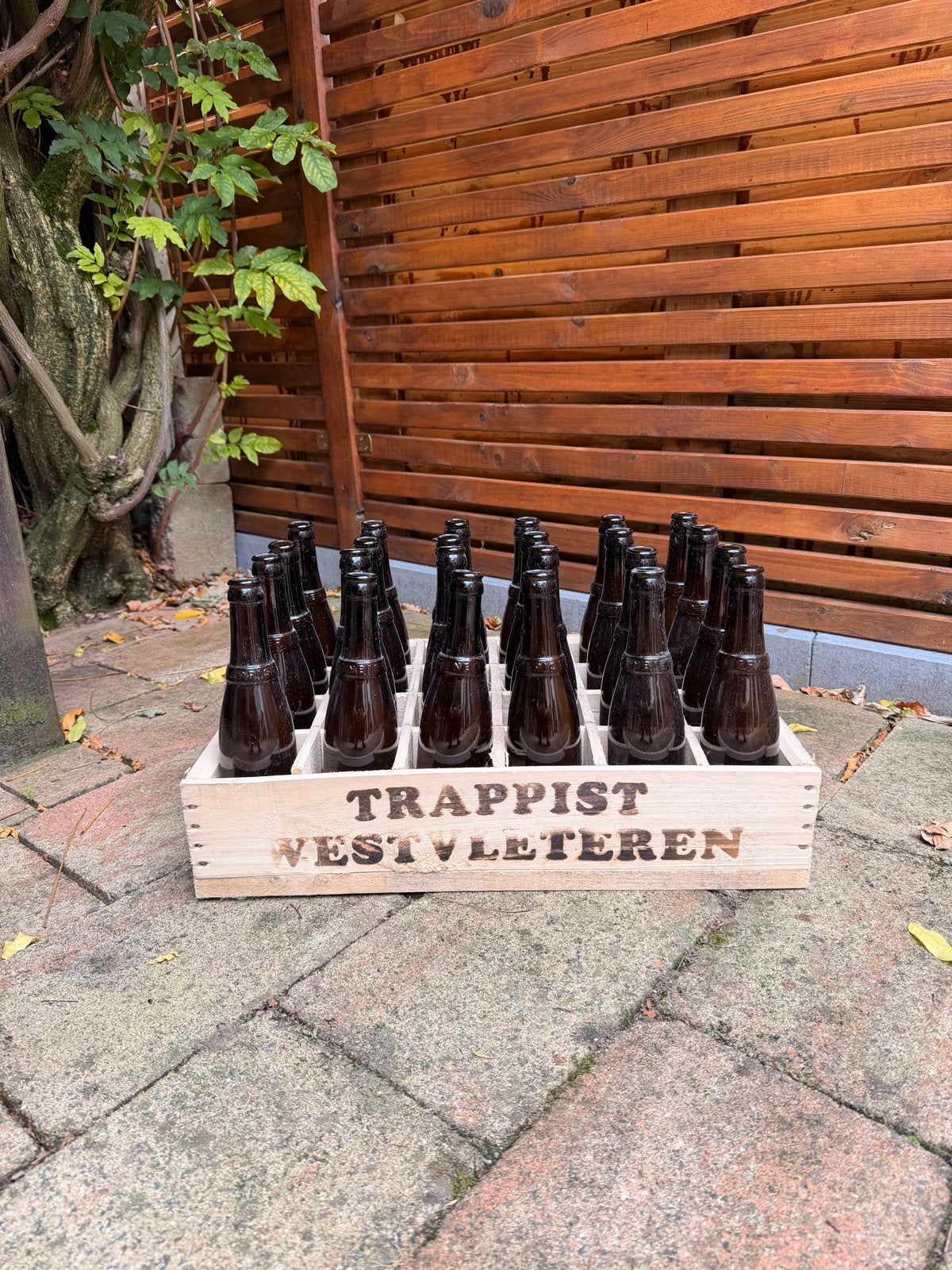 Westvleteren houten krat met lege flesjes, Ophalen of Verzenden, Gebruikt
