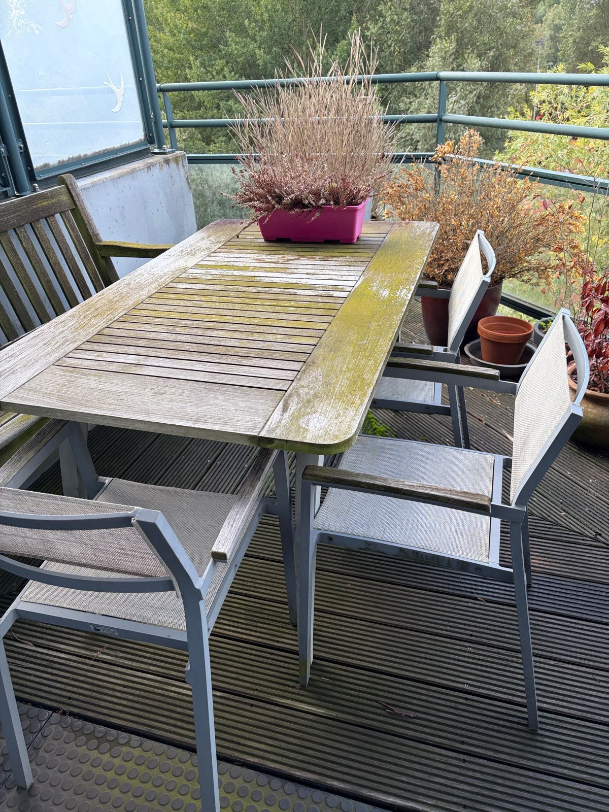 Houten tuinset met bank en stoelen, Tuin en Terras, Ophalen, Gebruikt, Hout