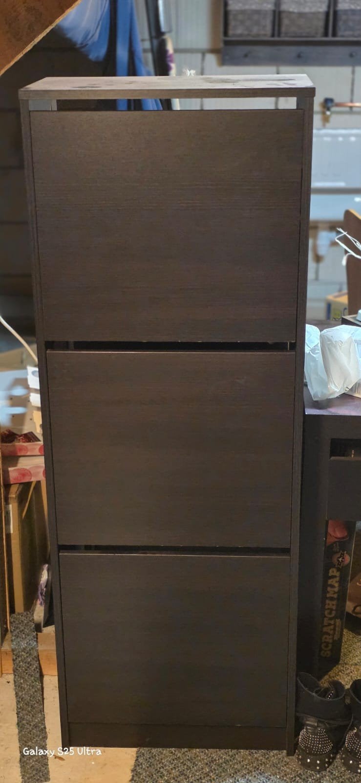 IKEA BISSA schoenenkast met 3 vakken - bruin, Huis en Inrichting, Ophalen, Gebruikt