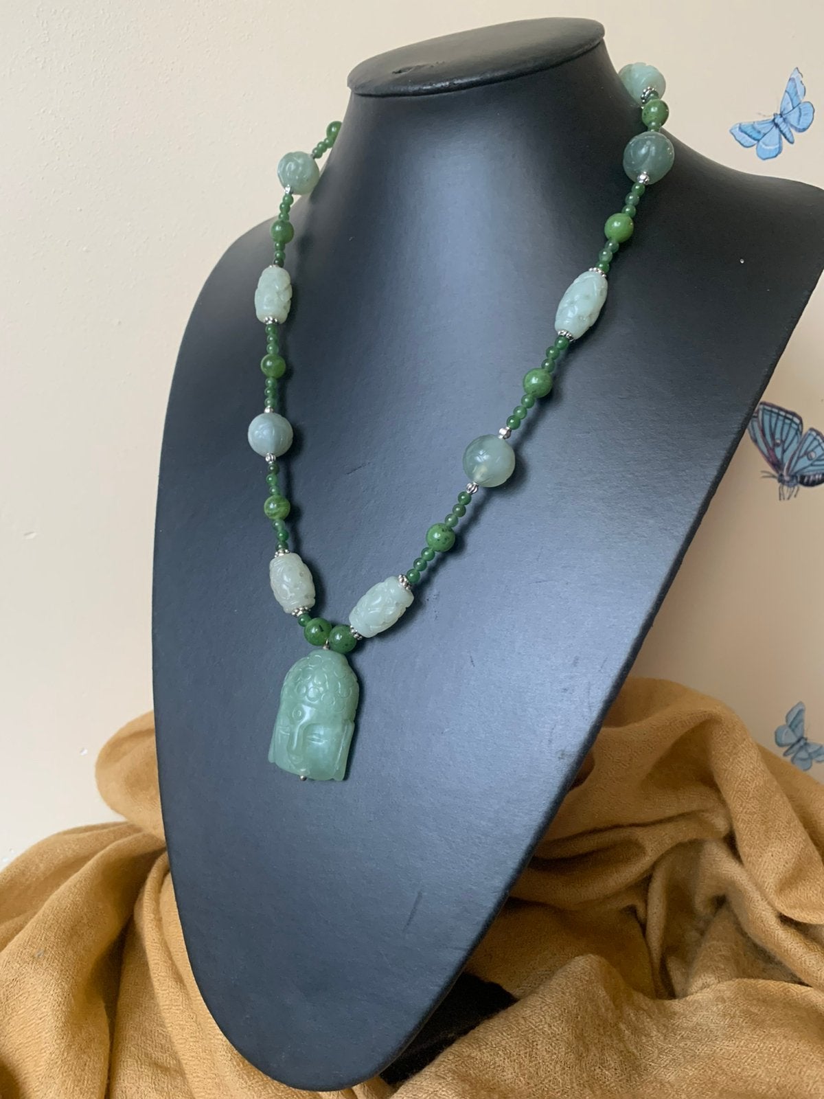 Jade boeddha hanger beschermt geluk amulet magie power, Magnolia11, Nieuw, Ophalen of Verzenden, Steen of Mineraal