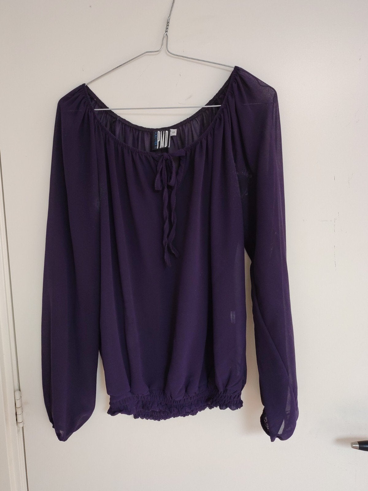Paarse doorschijnende blouse met lange mouwen, Kleding | Dames, Paars, Ophalen of Verzenden, Gedragen, Maat 36 (S)