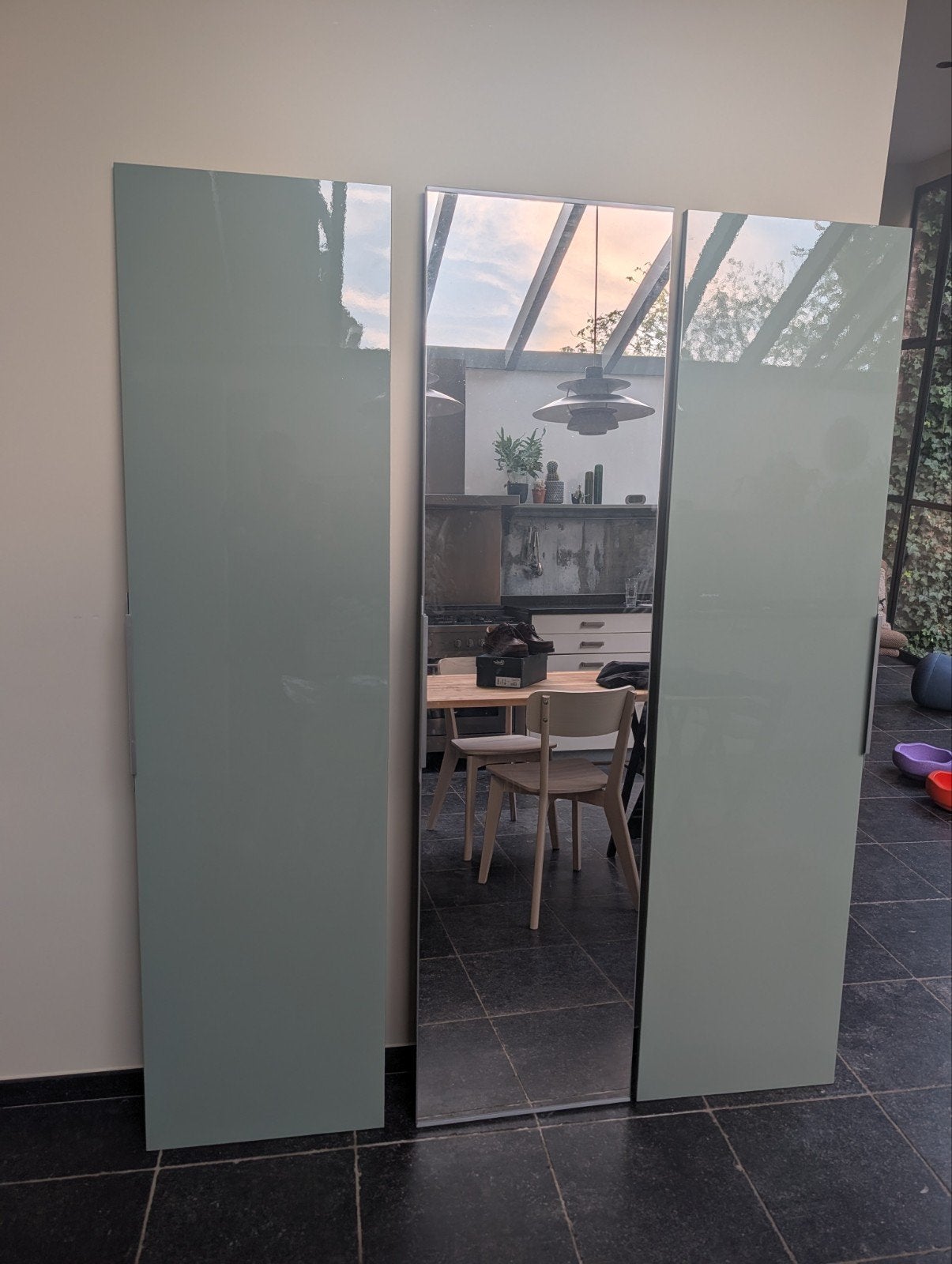 IKEA Pax deuren 195cm - 2x groen, 1x spiegel, Ophalen, Gebruikt, 50 tot 100 cm, Minder dan 25 cm