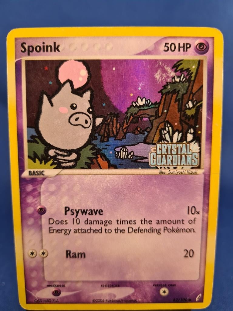 Spoink 62/100 - Crystal Guardians (Reverse Holo), Hobby en Vrije tijd, Verzamelkaartspellen | Pokémon, Gebruikt, Verzenden