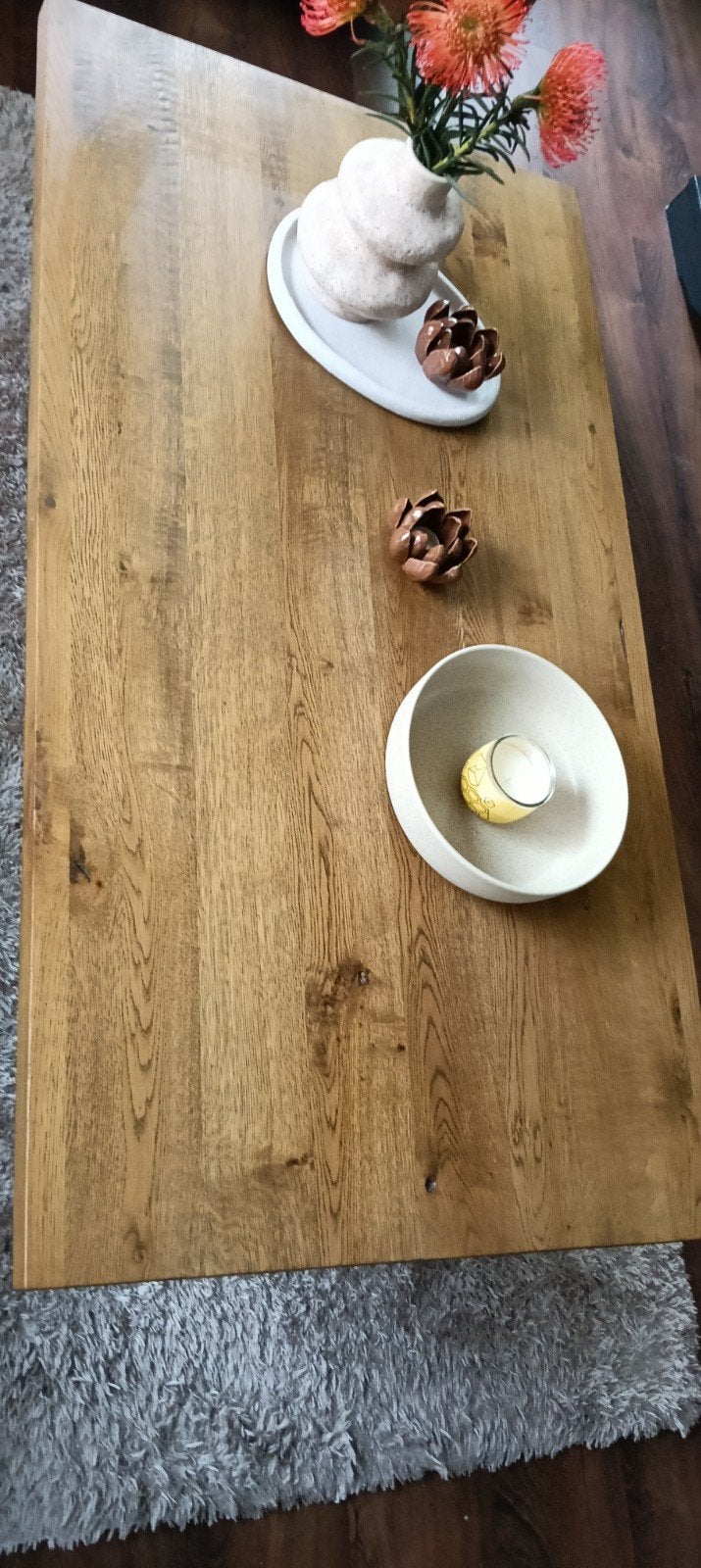Robuuste salontafel met metalen onderstel, Ophalen, Gebruikt, 100 tot 150 cm, 50 tot 100 cm