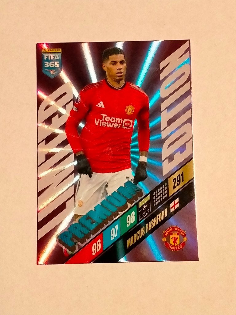 Fifa365 2024 Adrenalyn Rashford Premium edition Panini kaart, Ophalen of Verzenden, Gebruikt
