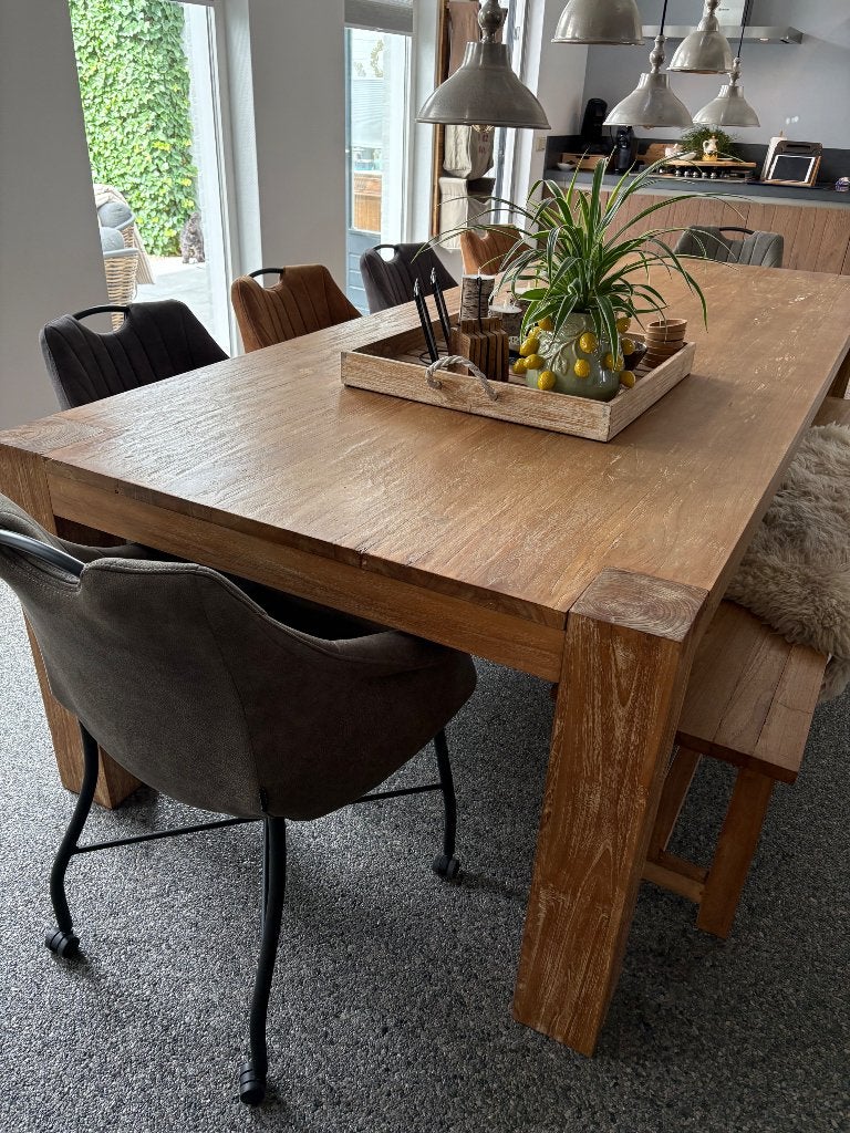 Tafel, Huis en Inrichting, Ophalen, 100 tot 150 cm, Teakhout, 200 cm of meer