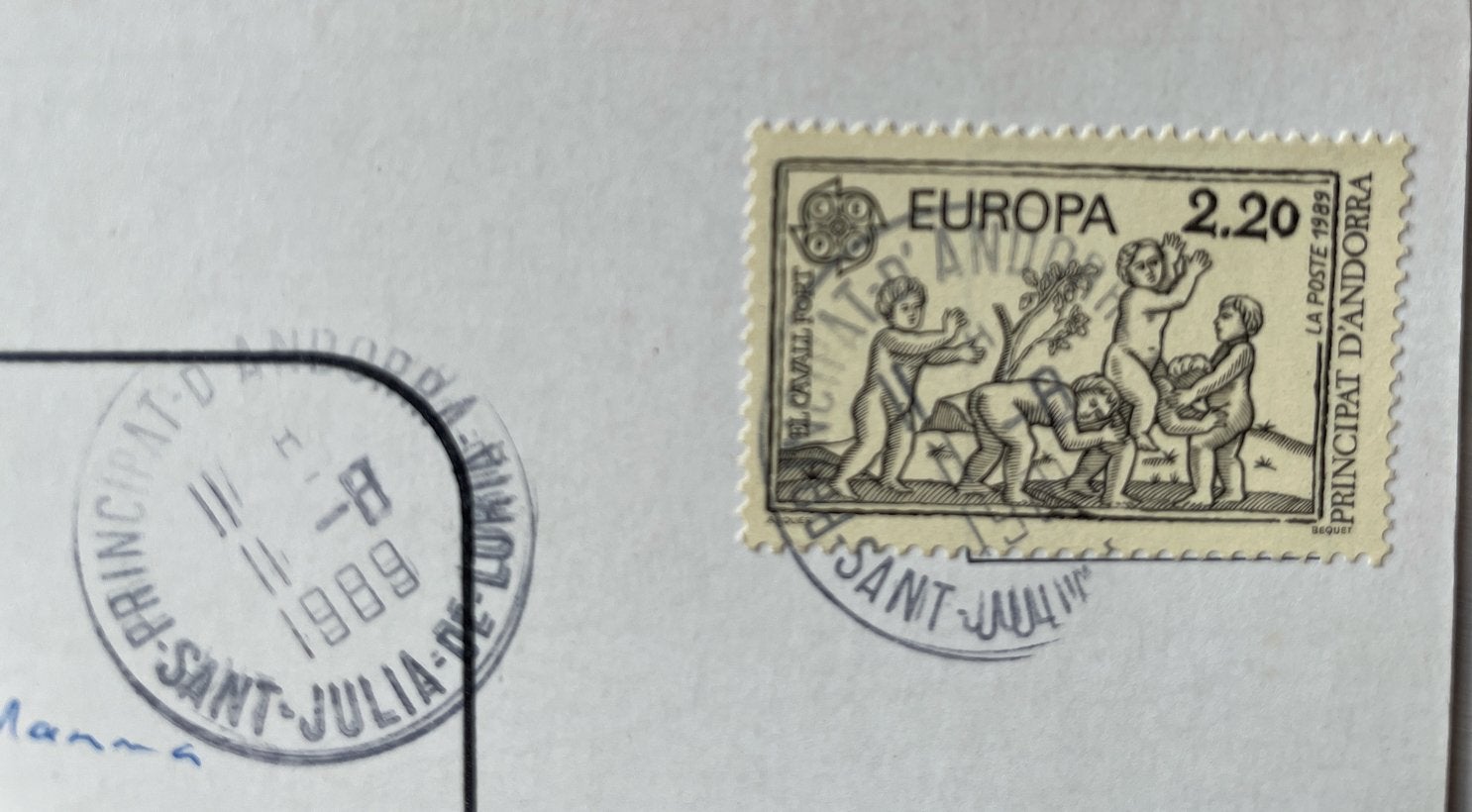 Andorra postzegel 1989 Europa 2.20 gestempeld, Ophalen of Verzenden, Overige landen, Gestempeld