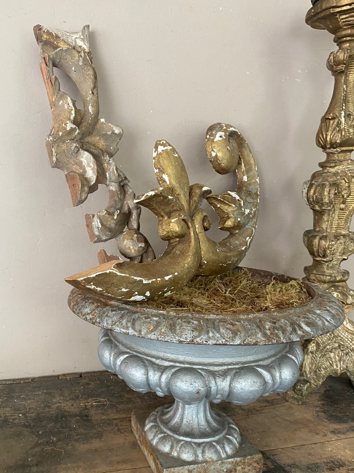 2 antiek frans verguld hout ornamenten, Ophalen of Verzenden