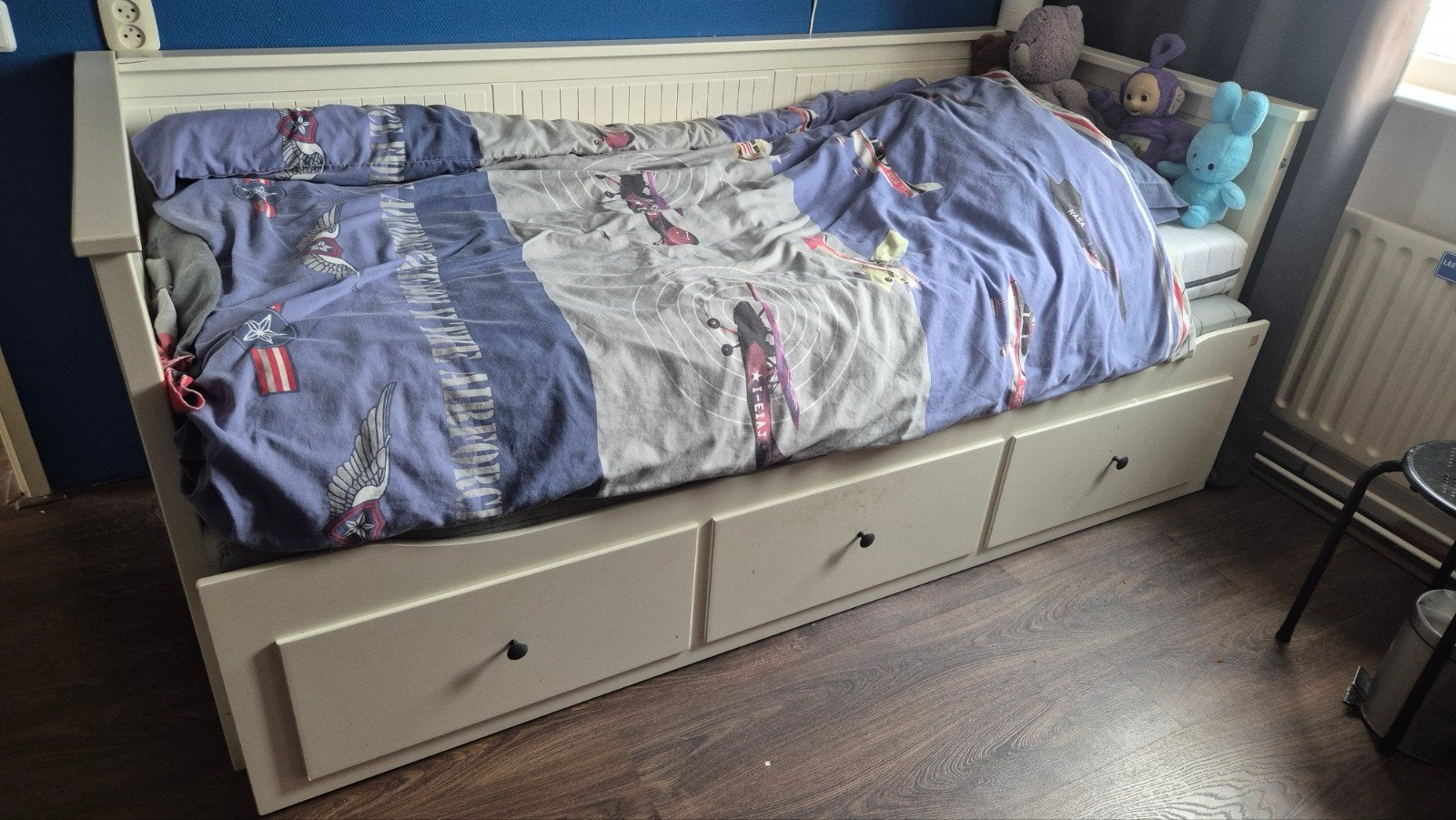 IKEA Hemnes Bedbank met 3 lades - Gebruikt, Ophalen, Gebruikt, Wit, Tweepersoons