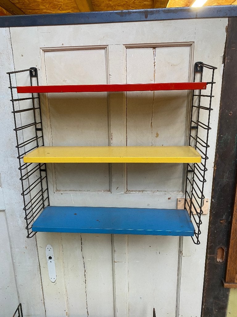 Vintage metalen wandrekken + staand rek – 5 stuks, Ophalen, Gebruikt