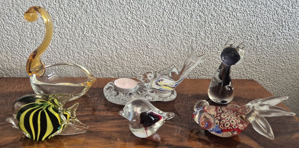 6x Murano glas beeldjes, Antiek en Kunst, Ophalen of Verzenden