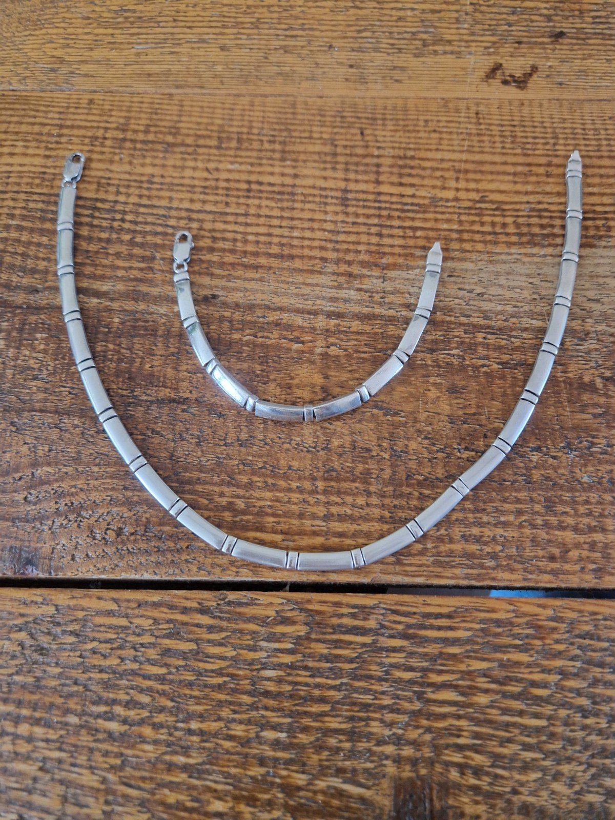 Prachtige design zilveren set: Collier + Bijpassende Armband, Ophalen of Verzenden, Zo goed als nieuw, Zilver, Zilver
