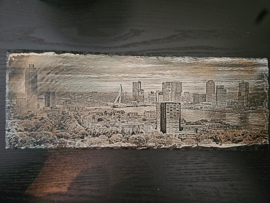 Skyline rotterdam leisteen 11x30cm, Antiek en Kunst, Ophalen of Verzenden