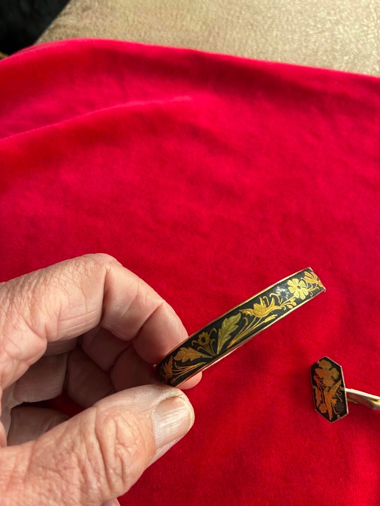 Damascus Toledo armband en manchetknopen, Ophalen of Verzenden, Gebruikt, Zwart, Overige materialen