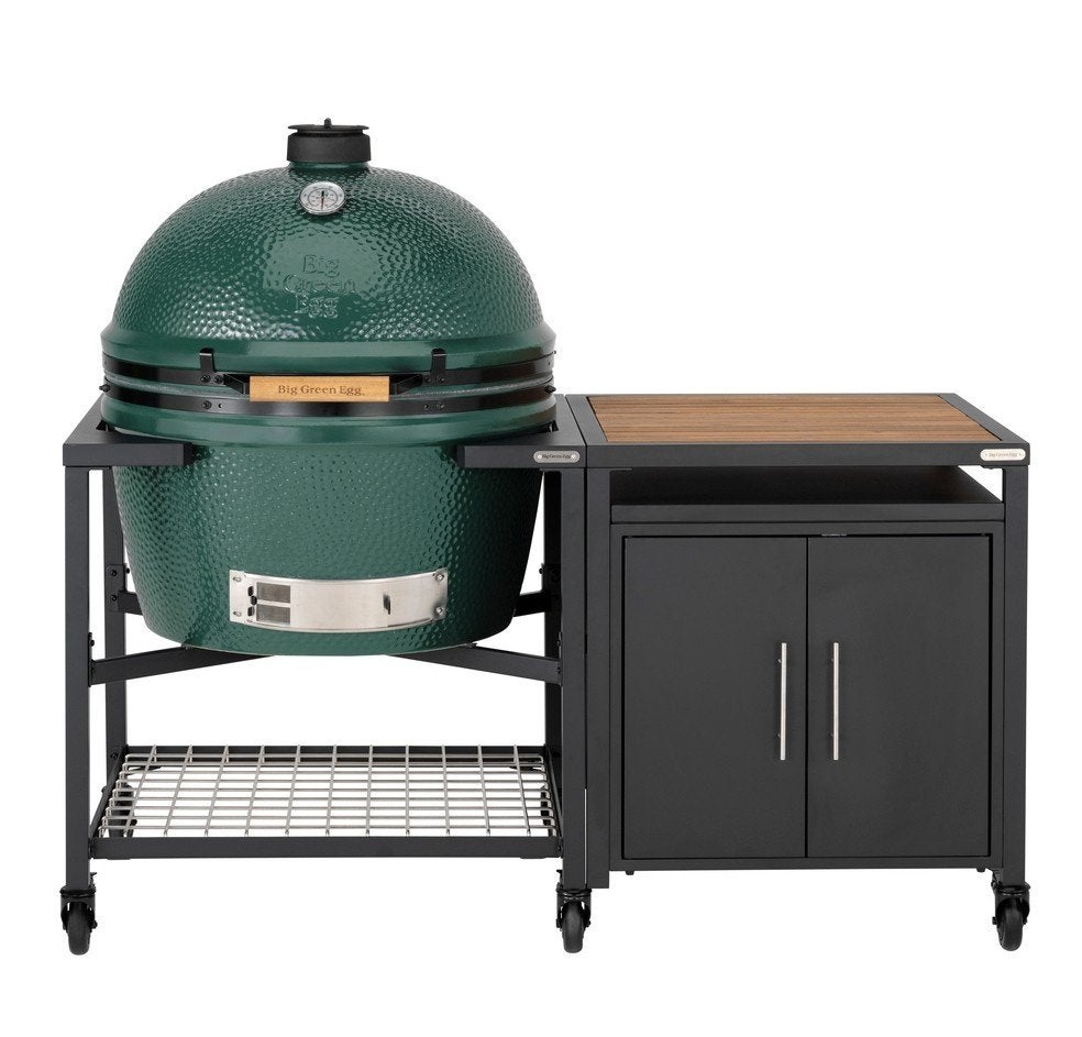 Big Green Egg Kamado BBQ met Onderstel en Werktafel, Ophalen, Zo goed als nieuw, Big Green Egg