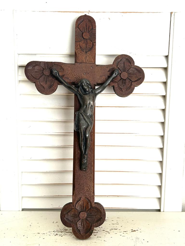 Antiek kruis met corpus Jezus 40 cm, Antiek en Kunst, Ophalen
