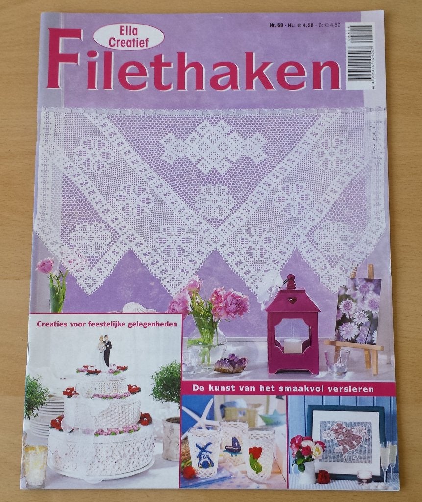 Haken - Filethaken - Ella Creatief - nr.68 - 2016, Gebruikt, Ophalen of Verzenden, Patroon of Boek, Ella Creatief
