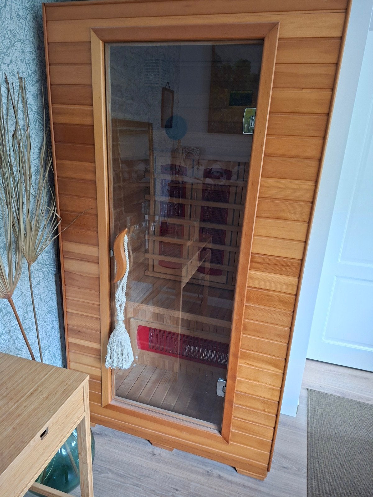 Compacte Infrarood Sauna -Domo Wega 100x90 Hemlock, Sport en Fitness, Sauna, Ophalen, Zo goed als nieuw, Infrarood, Complete sauna