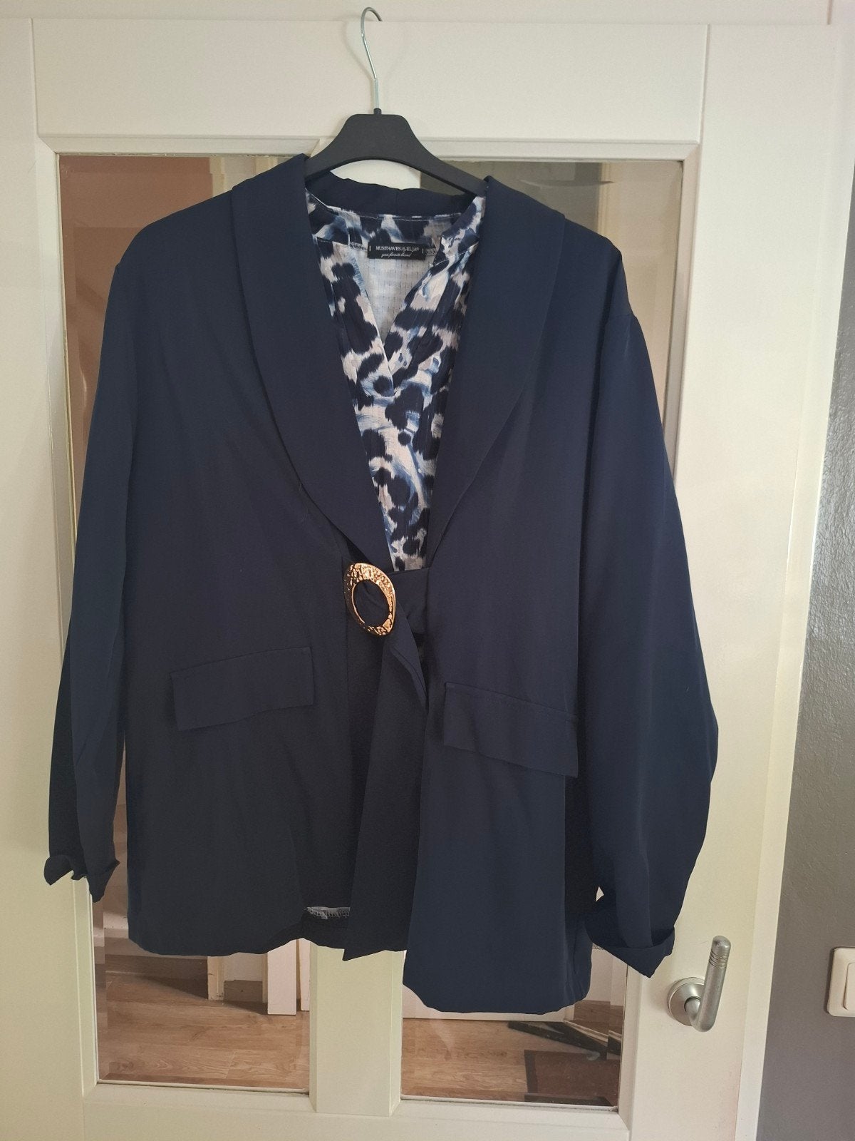 Blazer met blouse, maat 38/44, Blauw, Maat 42/44 (L), Ophalen of Verzenden, Onbekend