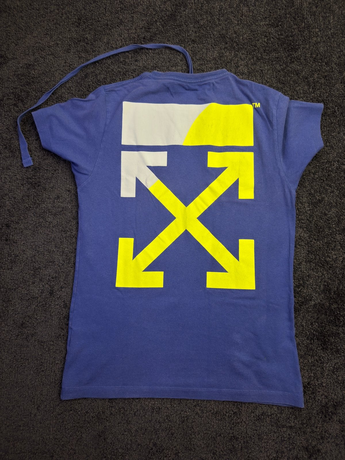 Off-White Shirt Blauw met Groen/Geel Logo maat S, Ophalen of Verzenden, Zo goed als nieuw, Maat 46 (S) of kleiner, Blauw