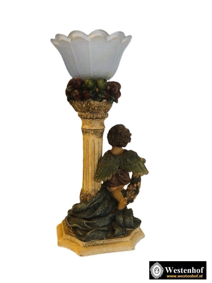 Barok kandelaars engel beeld waxinelichthouder glas vintage, Verzenden, Crème, Overige materialen, Waxinelichthouder