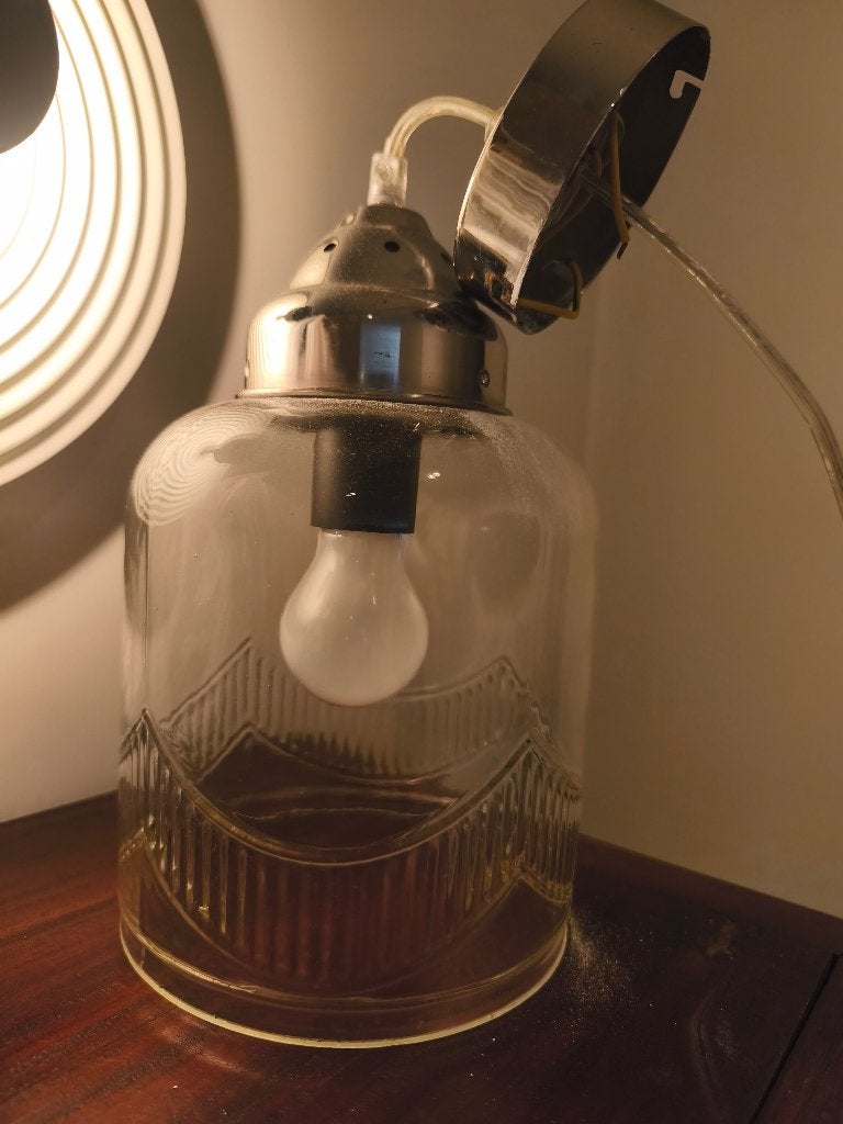 Glazen hanglamp retro idee, Ophalen, Gebruikt, E27 (groot), Glas