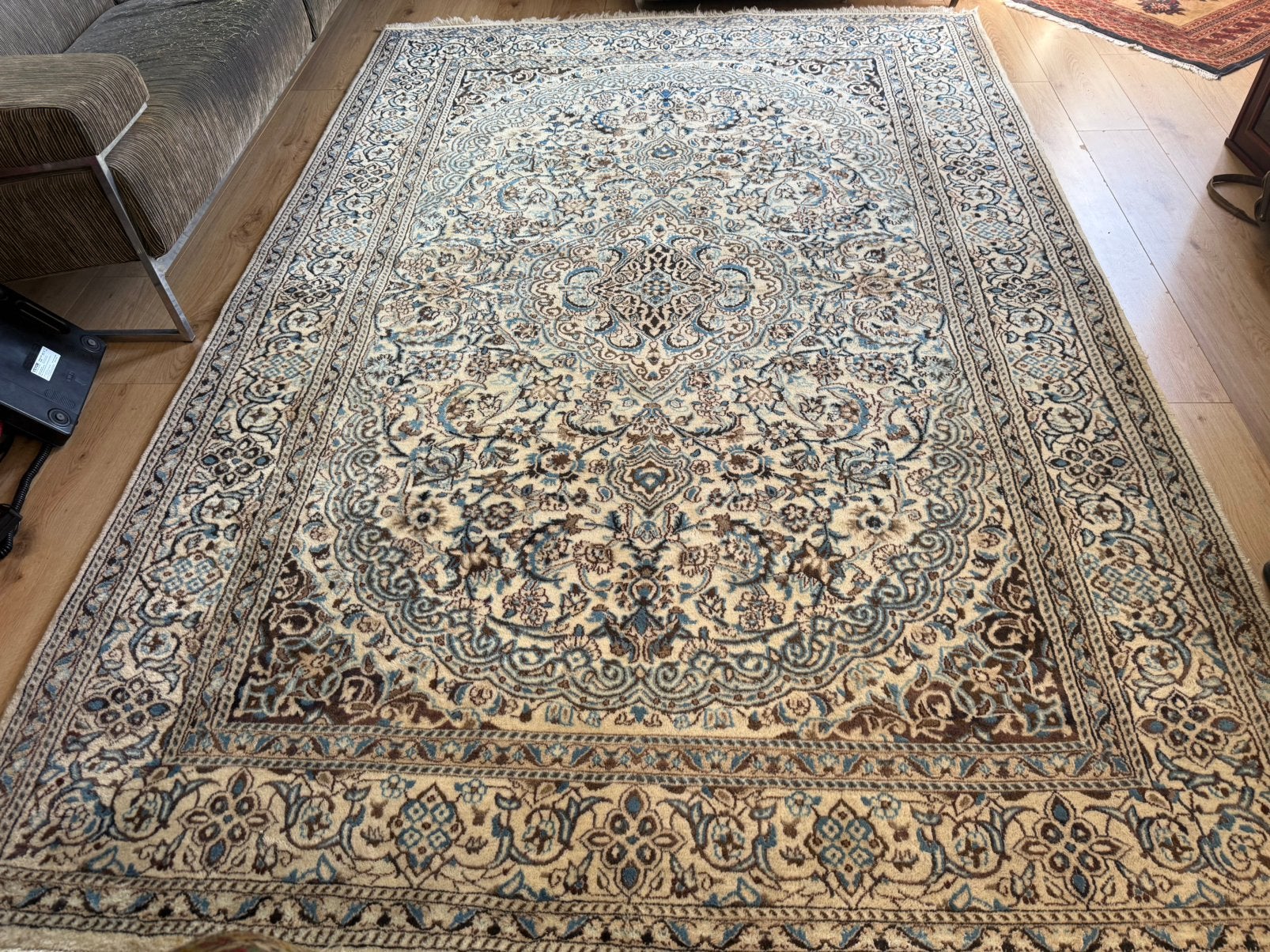 Groot Handgeknoopt vintage Nain tapijt 300 x 201 cm wol, Huis en Inrichting, Stoffering | Tapijten en Kleden, Boho • Hotel chic • Japandi • Modern klassiek • Landelijk
