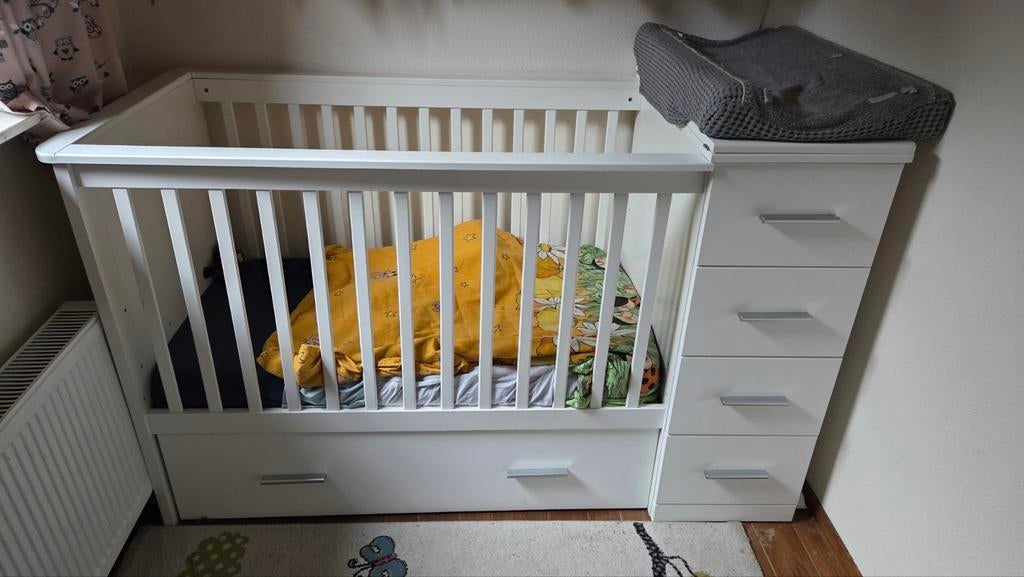 Wit combi ledikant met grote lade onder het bed, Ophalen, Gebruikt, Ledikant