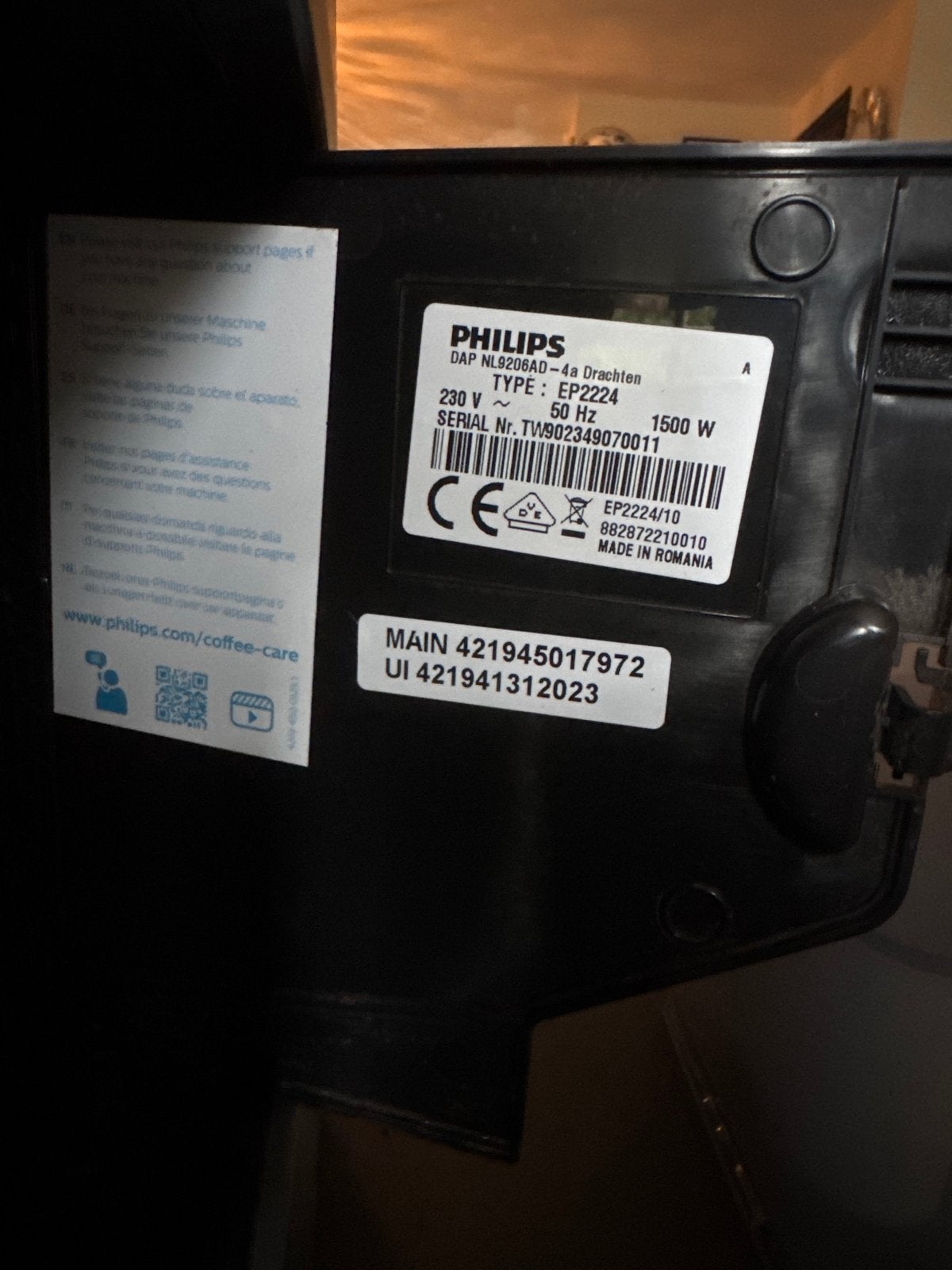 Philips EP2224 Koffiemachine - Perfect Werkend & Onderhouden, Ophalen of Verzenden, Zo goed als nieuw, Koffiemachine, Koffiebonen