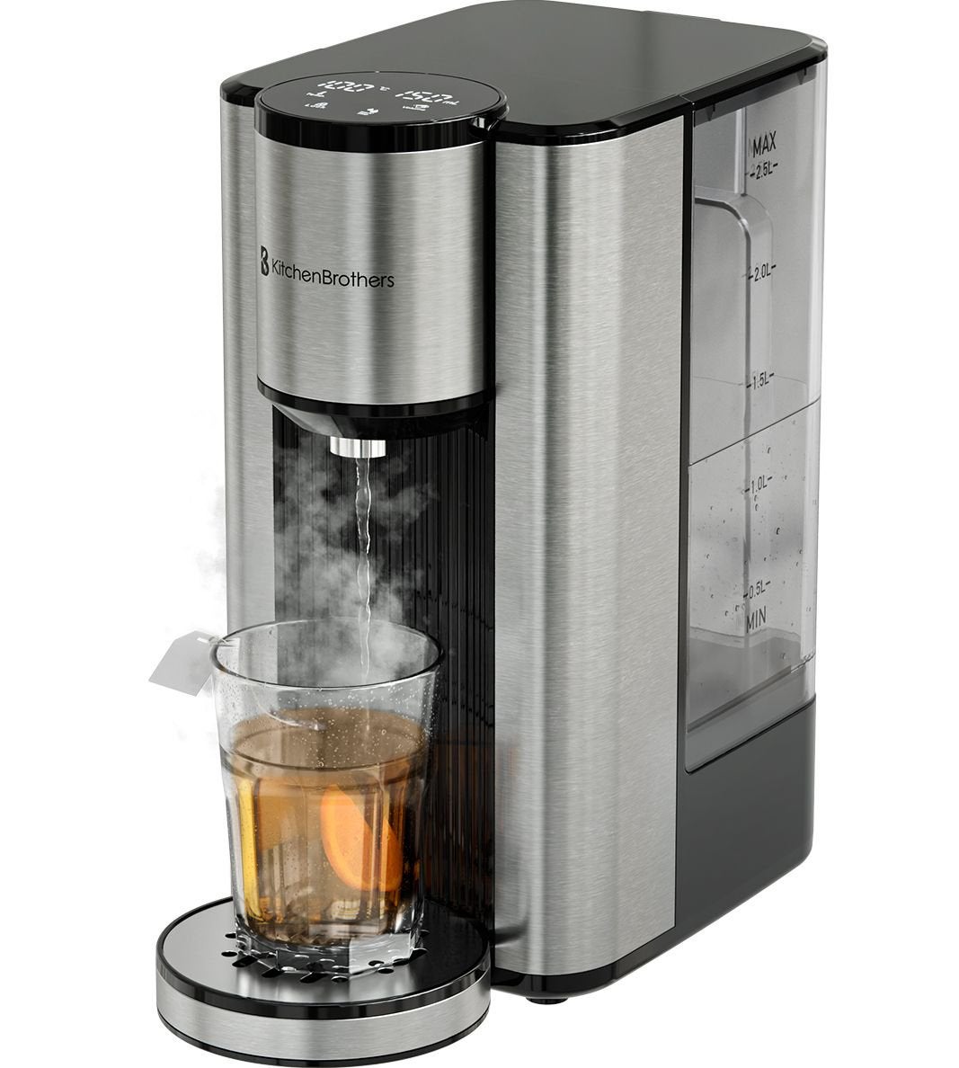 KitchenBrothers Heetwaterdispenser – RVS/– Direct heet water, Ophalen, Koffiemachine, Gemalen koffie, Zo goed als nieuw