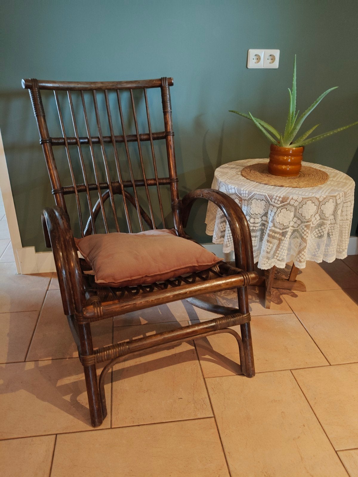 Vintage !  Prachtige Rotan feautuil, Ophalen, Gebruikt, Minder dan 75 cm, Riet of Rotan