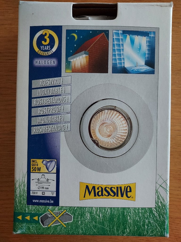 Massive inbouwspot Halogen 50W, Ophalen of Verzenden, Nieuw, Plafondspot of Wandspot