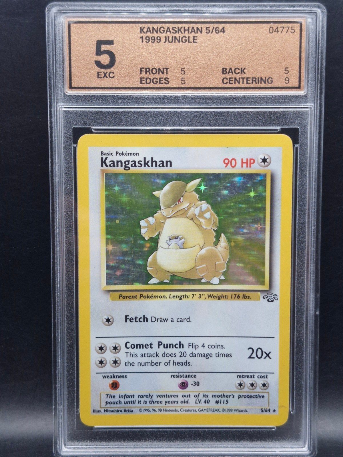 kangaskhan 1999 jungle holo Vintage #5 woetoe grading 5, Verzenden, Zo goed als nieuw, Losse kaart