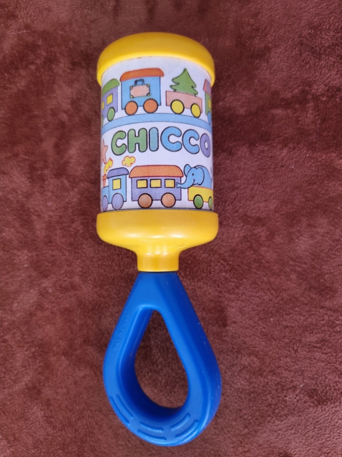 Chicco baby rammelaar met treintjes en geluid, Ophalen of Verzenden, Gebruikt, Rammelaar, Met geluid