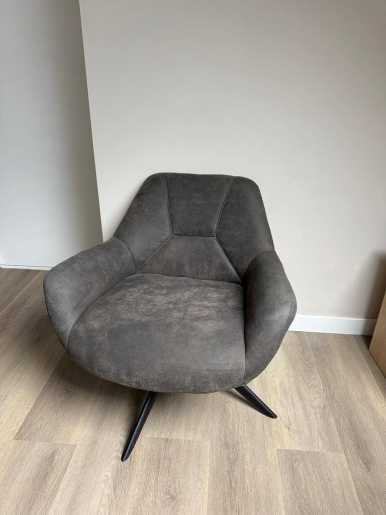 Leen Bakker fauteuil, draaibaar, donkergrijs, Huis en Inrichting, Ophalen, Zo goed als nieuw, Stof, 75 tot 100 cm