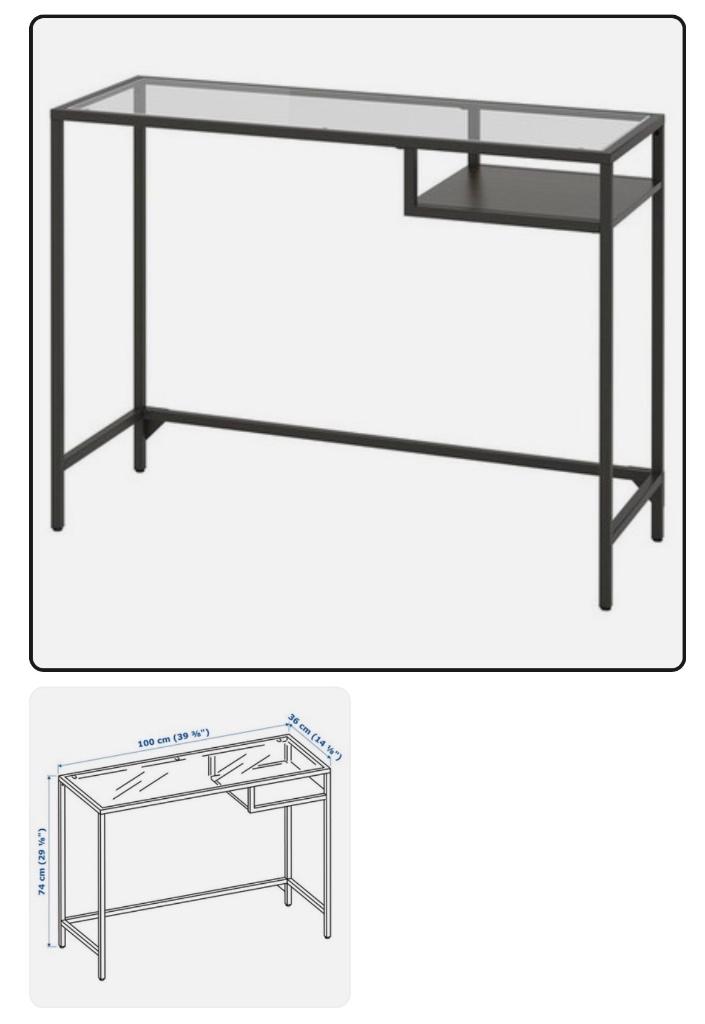IKEA VITTSJÖ laptop Buro/glas, Ophalen, 50 tot 100 cm, Zo goed als nieuw, Glas